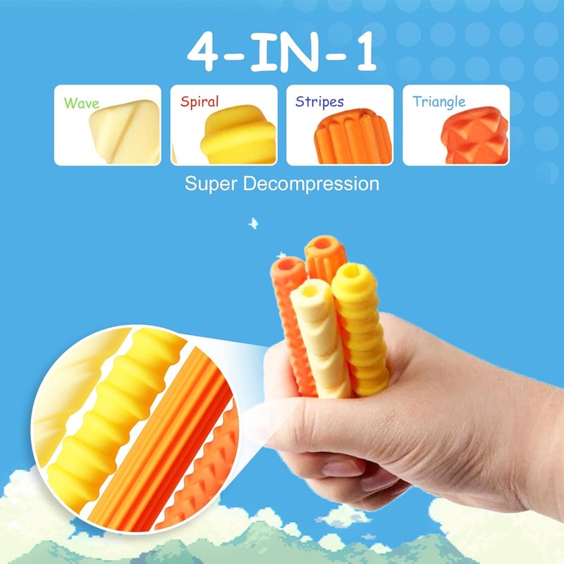 BTFSZ Pencil Grips, 4-Pack Textured Silicone Sleeves for Mechanical Pencils, Sensory Fidget ADHD Tool for Kids and Adults, Quiet Fidget Tools for Classroom Focus, Anxiety Relief (Yellow) - Image 2